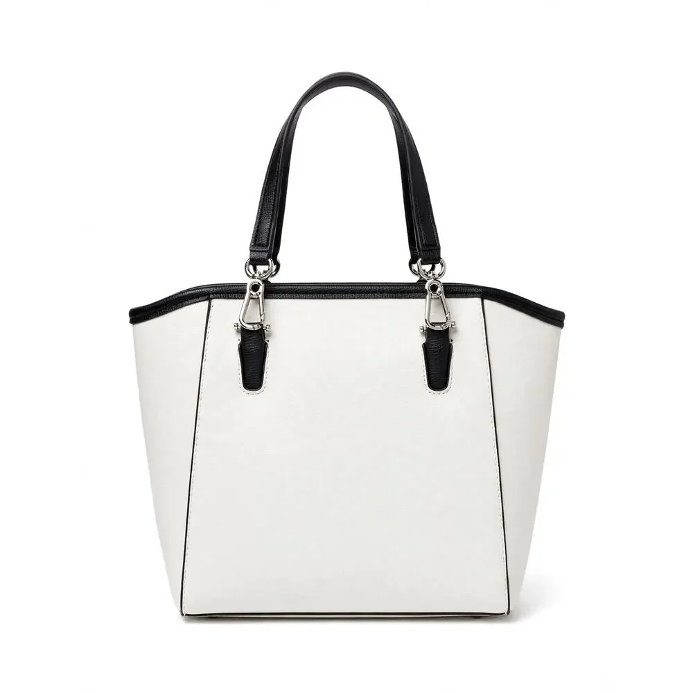 Karl Lagerfeld Paris White Black Satchel Tote Bag Charm NWT